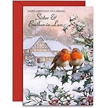 Sister & Brother-in-Law Christmas Card Two Robins In Snow