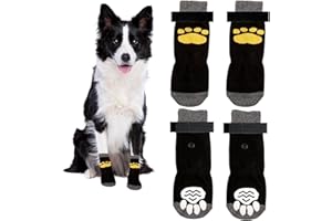 OHLING Calcetines Antideslizantes para Perros, Protector de Patas con Correas Ajustables para Pisos De Madera Control de Tracción para Perros Pequeños Medianos y Grandes para Evitar Lamer Herida