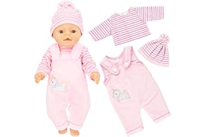 JurciCat Vetements pour Vêtements Poupon Bebe Poupée Accessoire avec Chapeau Pantalon à Manches Longues Accessoires pour Poupon Bebe 35-43 cm Cadeau pour Enfants Filles Garcons(Poupées Non Incluses)