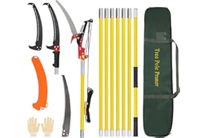 Kokorona 26FT Pole Saw for Tree Trimming, Manual Pole Saw Tree Branch Cutter, Branch Trimmer Set with Sharp Saw Blades and Scissor, Extension Tree Pole Pruner Garden Tool