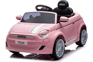 MONDIAL TOYS Macchina Elettrica per Bambini 12V Fiat 500 Auto Giocattolo Full Optional con Telecomando Parentale Soft Start e Cintura di Sicurezza Rosa