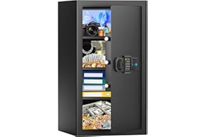 JVTISF 90L Großer Safe Tresor für Zuhause, Feuerfester Tresor mit Schlüssel, Abnehmbares Regal und Stummschaltfunktion, Anti-Theft Tresore für Dokument, Geld, Medizin and Wertgegenstände