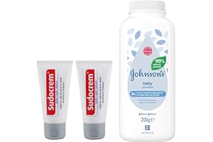 SMOLDR Baby Care Essentials Bundle, Johnson's Baby Powder, Sudocreme Nappy Cream 2 x 30g