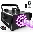MOSFiATA Fog Machine with 18 RGB LED Lights Effect, 1200W Smoke Machine, 2300CFM Fog with 1 Wire Receiver and 2 Wireless Remote Controls, Perfect for Wedding, Halloween, Party and Stage Effect