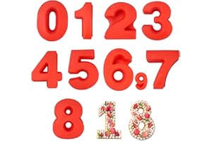 MytaYt 9 Pièces Moules à Gâteau 3D en Silicone Numérique de Boulangerie D'anniversaire Grands Moules à Gâteau 3D en Silicone pour Anniversaire Mariage Anniversaire de Mariage(Rouge)