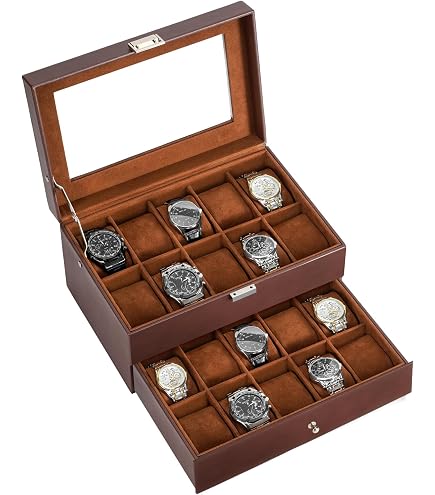 Boîte à Montres Double Stackers - Protection Zippée Noir Caillou - Range Montres Élégant
