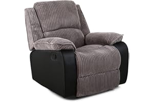 More4Homes POSTANA HIGH BACK JUMBO CORD FABRIC RECLINER 3 + 2 + 1 SOFA ARMCHAIR SET SUITE (Grey, 1 Seater)