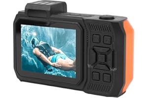 CCYLEZ Fotocamera Subacquea, Fotocamera a Doppio Schermo Impermeabile, Fotocamera con Messa a Fuoco Automatica da 65 MP, Fotocamera con Zoom Ottico 10x da 2,88 Pollici 1,44 Pollici.