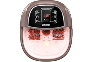 RENPHO Foot Spa and Massager with Heater, Gifts for Women, Foot Spa with Auto Roller Massager, Foot Bath with 3 Modes Massage, Foot Massager Spa, Adjustable Timer and Temperature, Brown