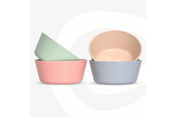 Eha Set of 4 Earth-Friendly Small Curry Bowls for Kitchen 175 ml Made with Bamboo Fibers & Rice Husk Microwave Safe Bowl (Reheat Only) for Hot & Cold Serving Bowl Set Multicolor