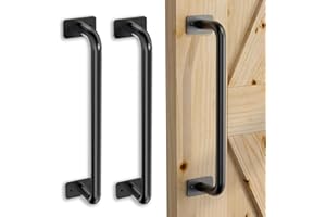 skysen 22CM Sliding Door Handle 2PC Barn Door Handle Black Handles with Simple Style and Round Corner Shape, Handle for Barn Door, Sliding Door, Garden Gate, Cabinet, Bathroom Sliding Door Set