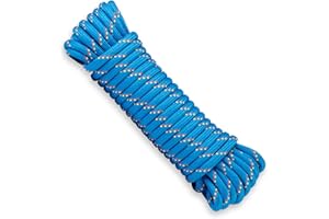 SNURO Corda in polipropilene (12mm, 20m, blu con giallo e rosso) - Corda intrecciata leggera e spessa per tutti gli usi, per esterni, la sopravvivenza e il giardino - Forza di rottura 1837kg