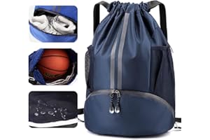 Veki Sac à Dos avec Cordon pour Homme Femme, Sac de Sport à Cordon avec Compartiment Chaussures et Poche Humide pour Football et Basketball, Sacs de Gym pour Natation, Yoga, Voyage, Plage