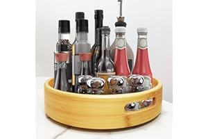 PIGPIGFLY Organizer kuchenny, obrotowy o 360 stopni, pojemnik na żywność, uchwyt na przyprawy z bambusa