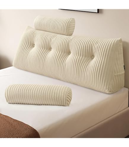 Coussin Triangulaire pour Tête de Lit - 120x50x20 cm Oreillers de Lecture Doux et Confortables pour Lits et Canapés - Coussin de Soutien Lombaire pour le Dos - Coussins en Coin pour la Chambre à