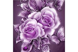 Dinglong Diamant Peinture, RéTro Fleur 5D DIY Diamant Peinture Fleurs Point De Croix Diamant Broderie MosaïQue Diamants Stickers Muraux DéCor à La Maison Cadeau CréAtif (B)