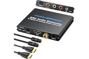 CAMWAY Digital to Analog Audio Converter,HDMI ARC Audio Extractor HDMI Audio Return Channel,with Digital HDMI Optical SPDIF Coaxial and Analog 3.5mm L/R Stereo Audio Converter,Coaxial to 3.5mm and RCA