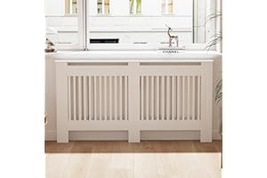 FATIVO Heizkörperverkleidung Hohe Heizkörperabdeckung Vertikal Lamell Holz 101×152×19 Weiß aus MDF lackiert Landhausstil Heizungsverkleidung Hoch für Schlafzimmer Wohnzimmer Büro Heizkörper Abdeckung