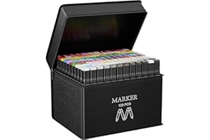 ‎AOMEES AOMEES 120+4 Farben Filzstifte Set, 2 Sekunde Schnell Trocknende Alkohol Marker Stifte, Meißel & Feine Twin Tip Erwachsene Marker Stifte Set für Manga/Design/Schule