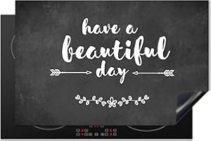 KitchenYeah© Copri Piano Induzione 80x52 cm Cucina Coprifornelli Copertura Protezione Cottura Tutto per la Cucina Citazione - Bianco - Stampa su cemento - Fiori