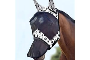 Harrison Howard LumiVista Horse Fly Mask Long Nose with Ears UV Protection for Horse-Pine Cones Full Size