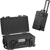 VEVOR 550 x 340 x 240 mm Heavy Duty Weather Resistant Case with Pre-Cut Foam, Wheels and Retractable Handles for Travel, Hunt