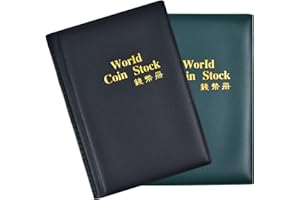 Chstarina 2 Pacchi Album della Collezione di Monete Raccoglitore per Collezione di Monete 240 Tasche Raccolta Album Libro per Collezionisti（Verde Scuro + Nero）