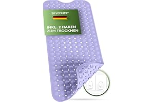 SilverRack Mata do wanny 100 x 40 cm (lawenda) – mata antypoślizgowa do wanny bez BPA, dla dzieci i niemowląt, odporna na pleśń i można prać w pralce, antypoślizgowa mata łazienkowa
