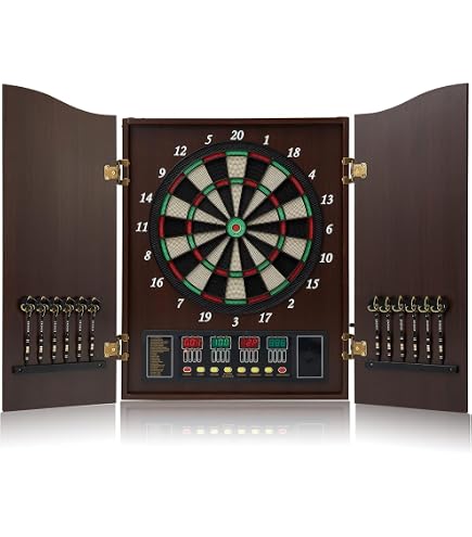 Bersaglio Per Freccette Elettronico CyeeLife | Cabinet In Legno, 34 Giochi, 355 Varianti | Display LED, Per 8 Giocatori