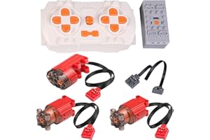 Scakbyer Red Upgraded Technik Power Function Set compatible con coches Technic, incluye 1 mando a distancia de aplicación, 1 caja de batería de litio, 1 motor de estera, 2 motores en L, 1 cable de