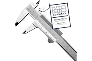 MIB GERMANY MIB Klein-Messschieber mit Feststellschraube DIN 862 100mm | Schieblehre rostfreier Stahl | Analog Messschieber | Schublehre mattverchromt | Präzisions-Messgerät für 4-fach Messung | Messwerkzeug