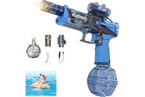VICUULY Lanceur d'eau électrique pour Adultes Et Enfants, Longue Portée avec Lumière, Capacité D'été, Plage Extérieure, Piscine, Jouet De Fête (Blue)