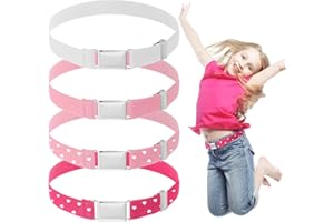 ODDerZZii 4 elastyczne paski dla dzieci, dziewczęta, z prostą klamrą magnetyczną, regulowane paski dla dzieci w 4 kolorach, dla chłopców i dziewczynek, dżinsy, spodnie, sukienka, Rosa, kid