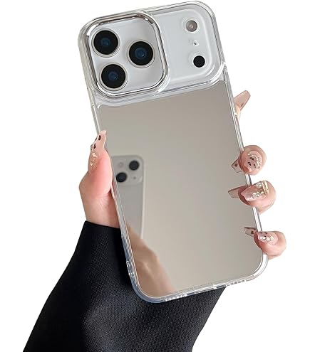 ZTOFERA Custodia a specchio per iPhone 16 Pro, specchio per ragazze e donne, trucco, graziosa parte posteriore rigida lucida + paraurti con bordo