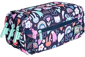 PRACTICOFFICE Estuche Portatodo Triple Design de Amplios Apartados Interiores con Cremallera Individual para Material Escolar y Viaje (Princess)