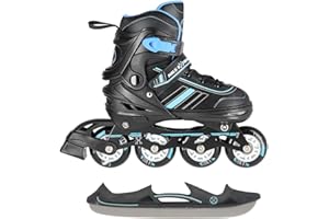 FIT4FORM 2in1 Inlineskates/Schlittschuhe Nils Extreme Spirit Schwarz/Blau ABEC7 Gr. 39-43 verstellbar