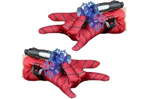 Original Cup® - 2 Gants Spider Lance Toiles d'Araignée pour Enfants et Adultes - Lanceurs de Fléchettes avec Ventouses - Déguisement de Super Héros Comics - Costume Cosplay pour
