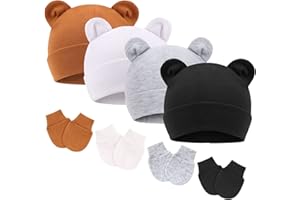 DRESHOW Neugeborenes Baby Mütze Hut und Handschuhe Set Beanie Bekleidung Unisex Infant Hut Kindergarten Mütze Baby Jungen Mädchen 0-6 Monate