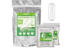 Angtai JN Vegan Separate Capsules Size 00 (1000 Count), Empty Vegetable Capsules for DIY Supplement Filling, Compatible with Capsule Filling Machine 00
