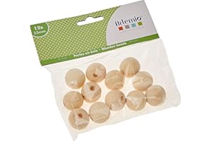 Artemio 12 Pezzi di 25 mm Perline di Legno, Beige