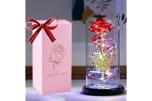 HFHungkeong Mom's Gift Galaxy Rainbow Rose Flower Artificial Flower Glass Dome Butterfly Rose Ladies Birthday Gift Girlfriend Granny Friends Sister Daughter Teacher Valentine's Day Gift