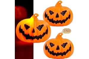SUNSHINE SMILE 3 lanterne di Halloween, decorazione autunnale a forma di zucca con luce LED, luci di zucca, Halloween, decorazione di zucca, zucca con luce, decorazione di Halloween, decorazione luminosa per