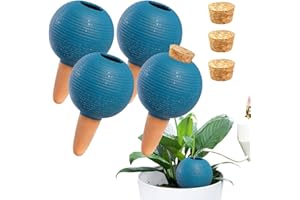 eusbon Tongefäßen Bewässerungssystem, 4er Set Tonkegel Bewässerung für Pflanzen, je 400 ml Volumen, automatische Bewässerung Pflanzen für Zimmerpflanzen & Balkonkästen, Blau