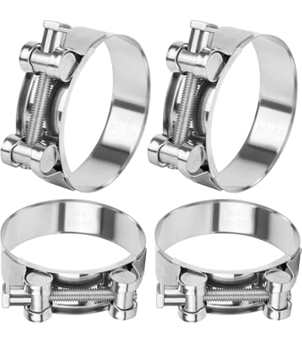 2 Stück Auspuffschelle Edelstahl 64-67 Mm - Einstellbare Gelenkbolzen-Schellen