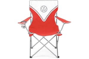 BRISA Board Masters Collection VW - Volkswagen Chaise de Camping Pliante avec portegobelet dans Le Design T1 Combi 85 cm (Classic Bus/Red)