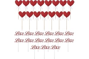 BHGT 30Pz Cake Topper San Valentino Cuore Topper Torta San Valentino Carta Topper Cupcake San Valentino Topper Scritta Happy Valentine's Day Decorazioni Torta San Valentino Addobbi (A)