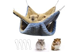 Yanmucy Rat Hammock Double-Layer Fleece Guinea Pig Hammock House Warm Soft Rat Hammocks for Cage Accessories Ferrets Hideout Ferret Hamster Hammock for Small Animal Playing Sleeping (blue)