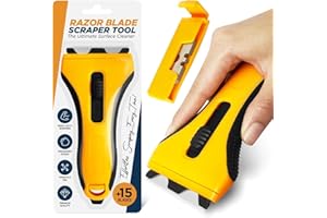 Linda's Essentials Glass Scraper Tool With 15 Extra Blades - Oven Scraper Tool Non Scratch, Razor Blade Scraper For Windows, Paint, Ceramic Hob Scraper for Cleaning, Kitchen Scraper Glass Cleaner