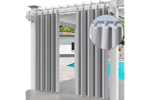 ‎FEROCITY Ferocity Outdoor Vorhang Schlaufengardine 220 x 155 cm Gartenlauben Balkon-Vorhänge Gardinen Verdunkelungsvorhänge mit Schlaufen, Vorhang Wasserdicht für Pavillon Strandhaus (1 Panel) Grau [129]