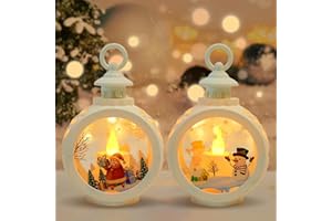 DAZZTIME Lampion bożonarodzeniowy, 2 sztuki ozdobnych lampionów, latarnia bożonarodzeniowa, świąteczna latarnia LED, ozdoba z zasilaną baterią, do dekoracji i prezentów bożonarodzeniowych.